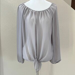 Apt. 9 Sheer Light Gray Tie-Front Blouse